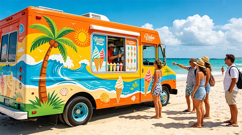 beach season ice cream van wrap