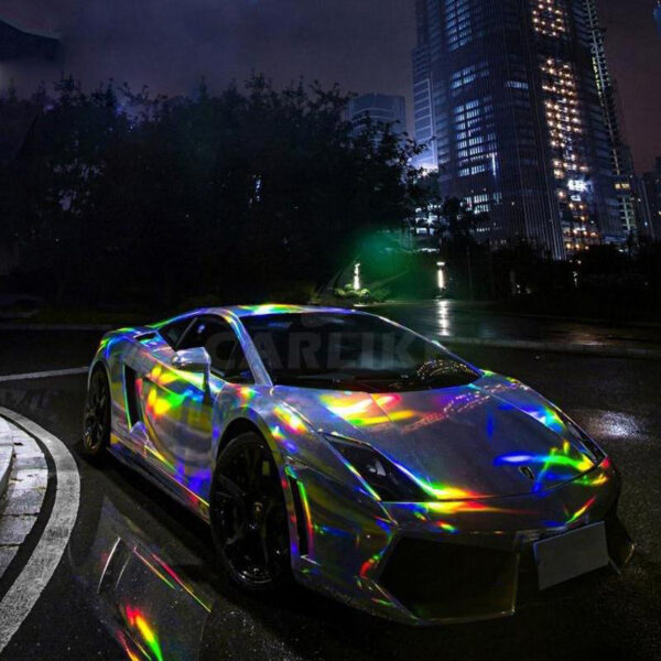Chrome Laser Neo Holographic Silver Vinyl wrap