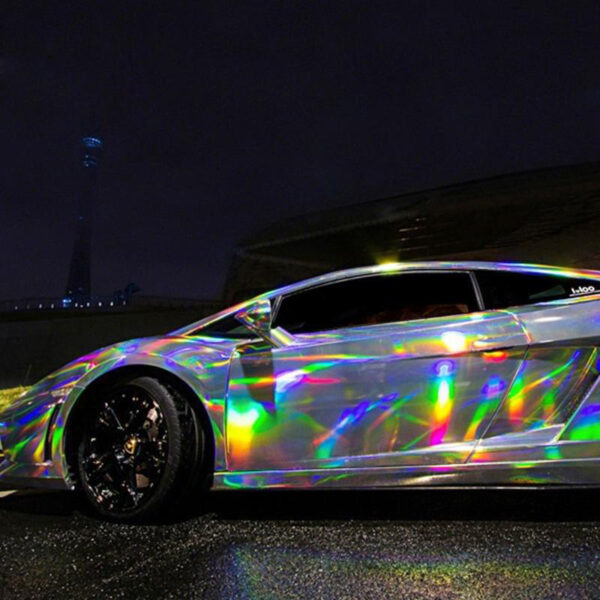 Chrome Laser Neo Holographic Silver Vinyl