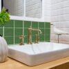10 Pieces Green Tile Transfer Vinyl Wall Stickers for Kitchen Bathroom Waterproof Tile Transfer Stickers for Kitchen Bathroom 20X20cm