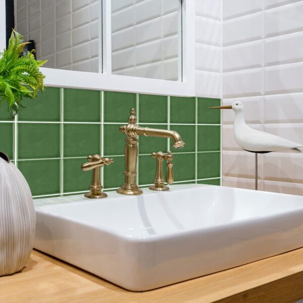 10 Pieces Green Tile Transfer Vinyl Wall Stickers for Kitchen Bathroom Waterproof Tile Transfer Stickers for Kitchen Bathroom 20X20cm