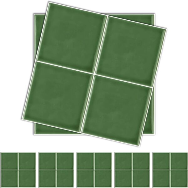 10 Pieces Green Tile Transfer Vinyl Wall Stickers for Kitchen Bathroom Waterproof Tile Transfer Stickers for Kitchen Bathroom 20X20cm
