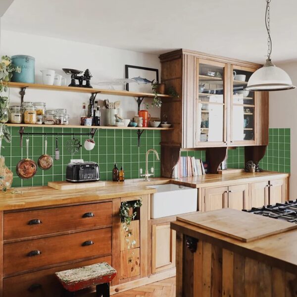 10 Pieces Green Tile Transfer Vinyl Wall Stickers for Kitchen Bathroom Waterproof Tile Transfer Stickers for Kitchen Bathroom 20X20cm