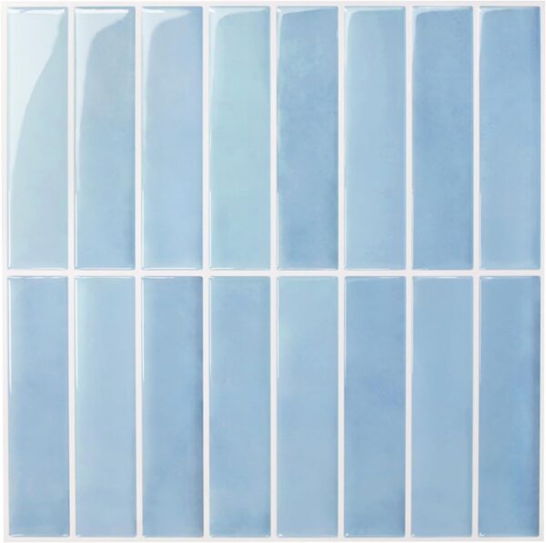 10 Pieces Peel and Stick Tiles 3D Vinyl Tiles Stickers Self Adhesive Backplash Kitchen Bathroom Indoor Wall Decor Metro Tiles (20 x 20 cm Glossy Blue)