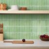 10 Pieces Peel and Stick Tiles 3D Vinyl Tiles Stickers Self Adhesive Backplash Kitchen Bathroom Indoor Wall Decor & Metro Tiles (20 x 20 cm, Glossy Sage Green)