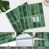 10 Sheet Peel and Stick Backsplash Tiles 3D Rectangle Waterproof Self-Adhesive Wall Tile Stick on Backsplash for Kitchen Bathroom and Fireplace(Green,20X20CM)
