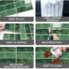 10 Sheet Peel and Stick Backsplash Tiles 3D Rectangle Waterproof Self-Adhesive Wall Tile Stick on Backsplash for Kitchen Bathroom and Fireplace(Green,20X20CM)