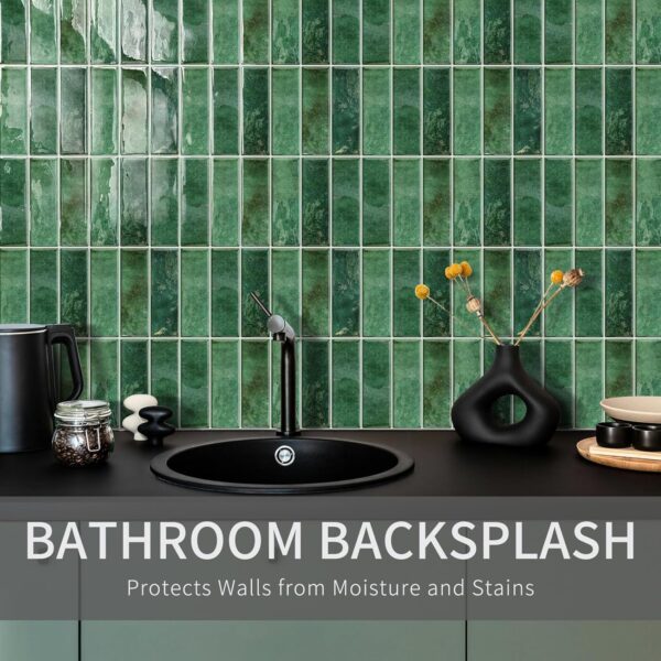 10 Sheet Peel and Stick Backsplash Tiles 3D Rectangle Waterproof Self-Adhesive Wall Tile Stick on Backsplash for Kitchen Bathroom and Fireplace(Green,20X20CM)
