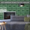 10 Sheet Peel and Stick Backsplash Tiles 3D Rectangle Waterproof Self-Adhesive Wall Tile Stick on Backsplash for Kitchen Bathroom and Fireplace(Green,20X20CM)