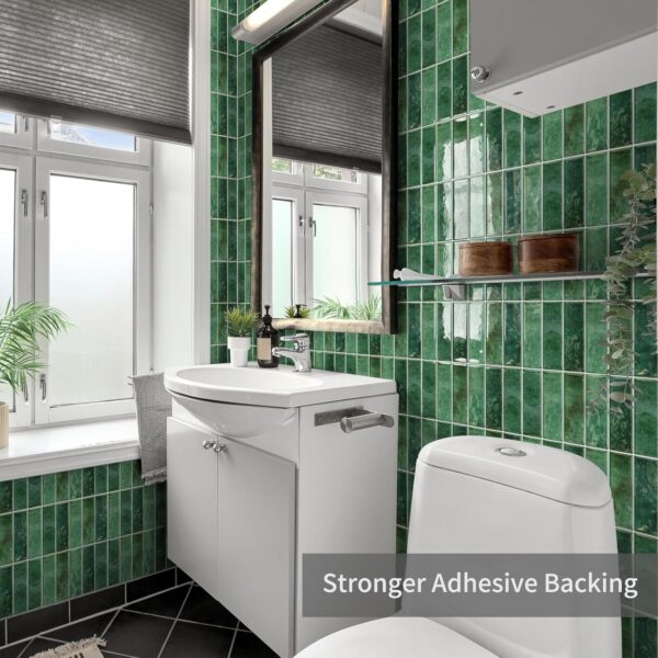 10 Sheet Peel and Stick Backsplash Tiles 3D Rectangle Waterproof Self-Adhesive Wall Tile Stick on Backsplash for Kitchen Bathroom and Fireplace(Green,20X20CM)