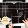 10PcsX20cm Black Mosaic Effect Thick Tile Sticker, Vinyl Peel and Stick Self Adhesive Splashback Waterproof Stick on Tile Transfer Sticker for Kitchen Bathroom Wall