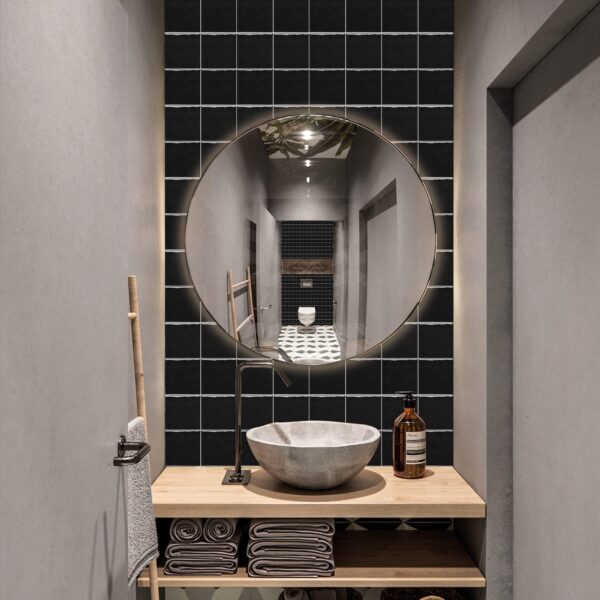 10PcsX20cm Black Mosaic Effect Thick Tile Sticker, Vinyl Peel and Stick Self Adhesive Splashback Waterproof Stick on Tile Transfer Sticker for Kitchen Bathroom Wall