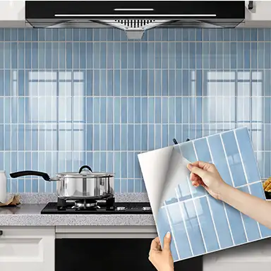 10 Pieces Peel and Stick Tiles 3D Vinyl Tiles Stickers Self Adhesive Backplash Kitchen Bathroom Indoor Wall Decor Metro Tiles (20 x 20 cm Glossy Blue)