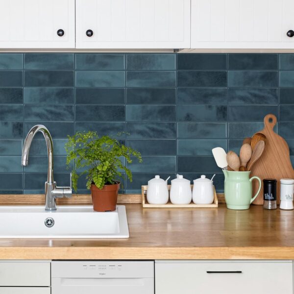 20x20cm×10Pcs Deep Blue Marble Style 3D Vinyl Backsplash Tiles, Self-Adhesive Peel and Stick Wall Tile Stickers Stick on Subway Tiles for Kitchen Bathroom Wall