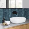 20x20cm×10Pcs Deep Blue Marble Style 3D Vinyl Backsplash Tiles, Self-Adhesive Peel and Stick Wall Tile Stickers Stick on Subway Tiles for Kitchen Bathroom Wall