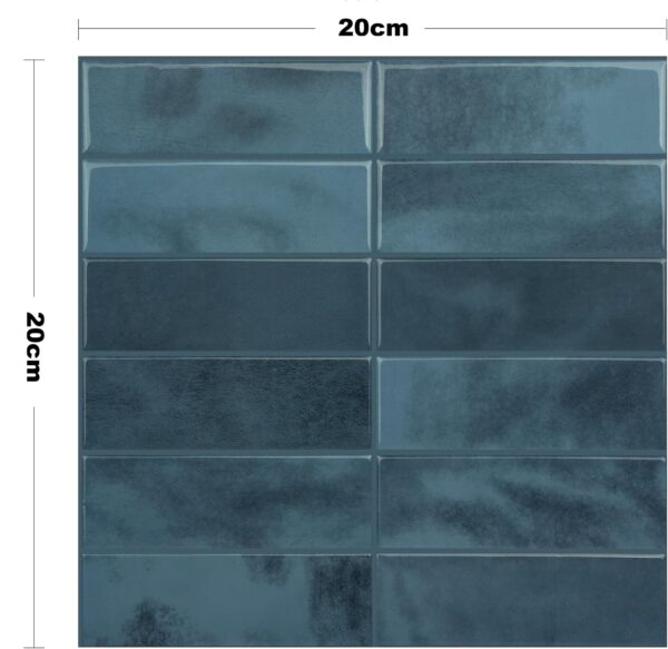 20x20cm×10Pcs Deep Blue Marble Style 3D Vinyl Backsplash Tiles, Self-Adhesive Peel and Stick Wall Tile Stickers Stick on Subway Tiles for Kitchen Bathroom Wall