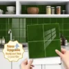 10 Pieces Green Tile Transfer Vinyl Wall Stickers for Kitchen Bathroom Waterproof Tile Transfer Stickers for Kitchen Bathroom 20X20cm