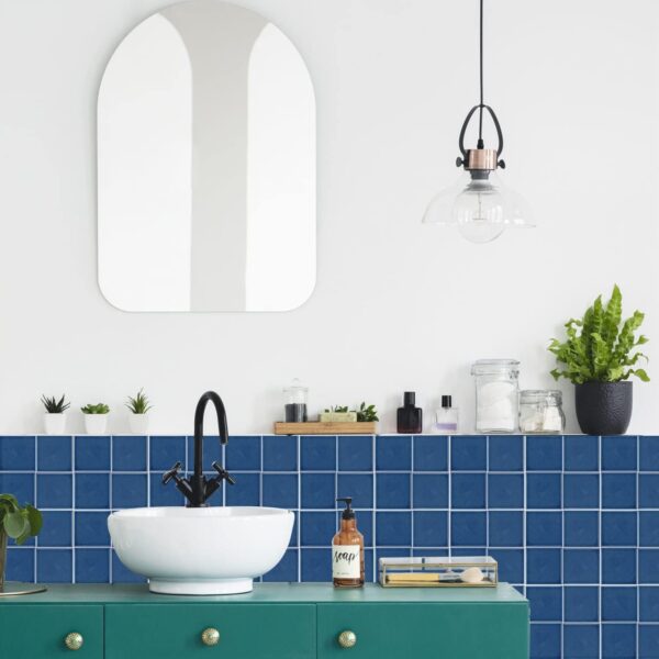 Blue Mosaic Effect Thick Vinyl Tile Sticker 10 Pcs x 20 Cm Peel and Stick Self Adhesive Splashback Waterproof Tile Kitchen Bathroom Wall Sticker