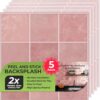 Peel and Stick Backsplash Square Tiles D Stick-on Tile with Commercial Grade Adhesive Thick Heat-Resistant Waterproof Tiles for Kitchen Bathroom Laundry 20x20cm Pink