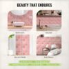 Peel and Stick Backsplash Square Tiles D Stick-on Tile with Commercial Grade Adhesive Thick Heat-Resistant Waterproof Tiles for Kitchen Bathroom Laundry 20x20cm Pink