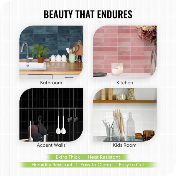 Peel and Stick Backsplash Subway Tiles, Extra Thick 3D Wall Panels Heat Water Resistant Easy DIY Kitchen Bathroom Laundry Fireplace Rental Home Wall Décor (20X20CM) Pink