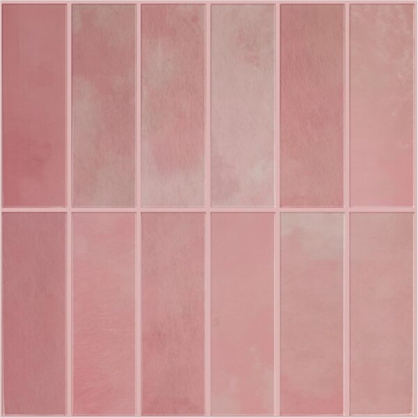 Peel and Stick Backsplash Subway Tiles, Extra Thick 3D Wall Panels Heat Water Resistant Easy DIY Kitchen Bathroom Laundry Fireplace Rental Home Wall Décor (20X20CM) Pink