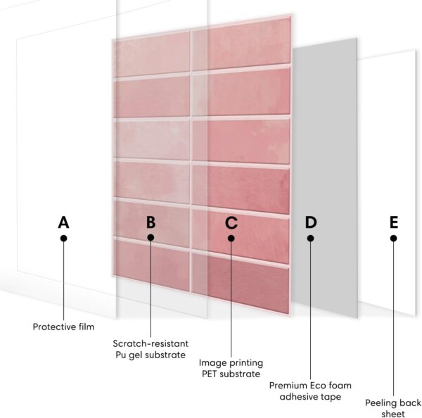 Peel and Stick Backsplash Subway Tiles, Extra Thick 3D Wall Panels Heat Water Resistant Easy DIY Kitchen Bathroom Laundry Fireplace Rental Home Wall Décor (20X20CM) Pink