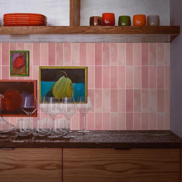 Peel and Stick Backsplash Subway Tiles, Extra Thick 3D Wall Panels Heat Water Resistant Easy DIY Kitchen Bathroom Laundry Fireplace Rental Home Wall Décor (20X20CM) Pink