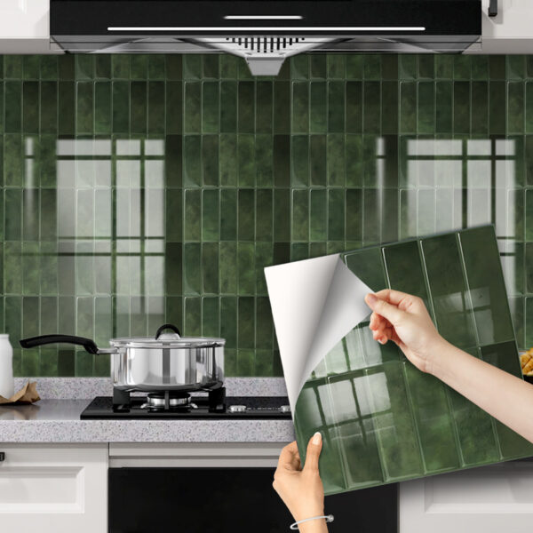 Peel and Stick Subway Backsplash Green Kitchen Bathroom Rectangle Self Adhesive Wall Til