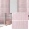 Pink Peel and Stick Tile Backsplash - 10 Pcs of 20 x 20cm Vertical 3D Peel and Stick Backsplash for Kitchen and Bathroom Interior Wall Tile Glossy Surface