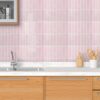 Pink Peel and Stick Tile Backsplash - 10 Pcs of 20 x 20cm Vertical 3D Peel and Stick Backsplash for Kitchen and Bathroom Interior Wall Tile Glossy Surface
