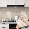Peel and Stick Extra Thick 3D Wall Panels Heat Water Resistant Easy DIY Kitchen Bathroom Laundry Fireplace Rental Home Wall Décor (20X20CM) Beige brick pattern