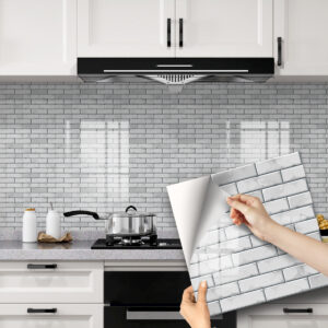 Peel and Stick Backsplash Wall Tiles 10 Sheets White Marble Tile 20 x 20CM 3D Self-Adhesive Wall Tiles for Kitchen Bathroom & Home Décor