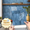 20 Sheets Kitchen Backsplash Tiles Peel and Stick Back Splash Blue Tile Waterproof Self Adhesive Vinyl Backsplash Sticky Tiles for Walls Removable Laundry Room Bathroom Wall Tile 20x20cm