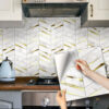 Self-Adhesive White Gold Peel and Stick Backsplash Tiles for Kitchen & Bath