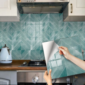 Self Adhesive Blue Peel and Stick Backsplash Tiles for Kitchen Bath