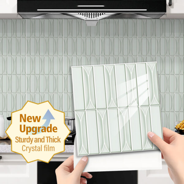Self-Adhesive Light Green Peel and Stick Backsplash Tiles for Kitchen & Bath