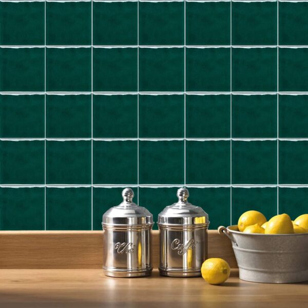 Thick Vinyl Tile Sticker Green Mosaic Effect, 20x20cm10pcs, Peel and Stick, Self Adhesive Splash Guard, Waterproof Tile, Kitchen Bathroom Wall Sticker