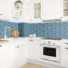Fish Scale Tiles Ceramic Blue Kitchen splashback Tile Stickers  for Bathroom Stick on Wall Tiles  Self Adhesive Vinyl Home Decoration (20x20cm)