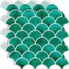 Peel and Stick Fish Scale Tile for Kitchen and Bathroom Backsplash Green 10 Sheets of 12x12 inches Modern Textured Waterproof