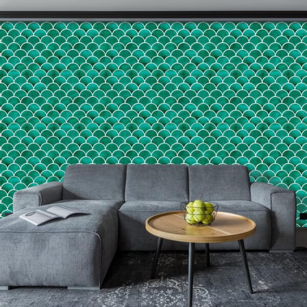 Peel and Stick Fish Scale Tile for Kitchen and Bathroom Backsplash Green 10 Sheets of 12x12 inches Modern Textured Waterproof