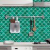 Peel and Stick Fish Scale Tile for Kitchen and Bathroom Backsplash Green 10 Sheets of 12x12 inches Modern Textured Waterproof