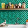 Peel and Stick Fish Scale Tile for Kitchen and Bathroom Backsplash Green 10 Sheets of 12x12 inches Modern Textured Waterproof