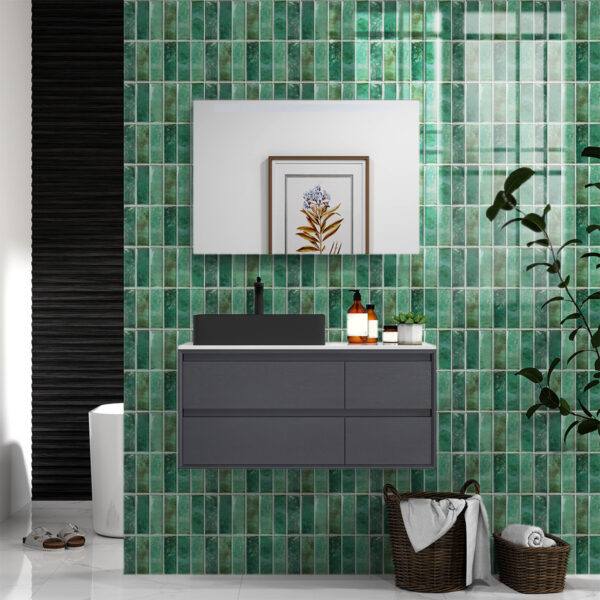 10 Sheet Peel and Stick Backsplash Tiles 3D Rectangle Waterproof Self-Adhesive Wall Tile Stick on Backsplash for Kitchen Bathroom and Fireplace(Green,20X20CM)