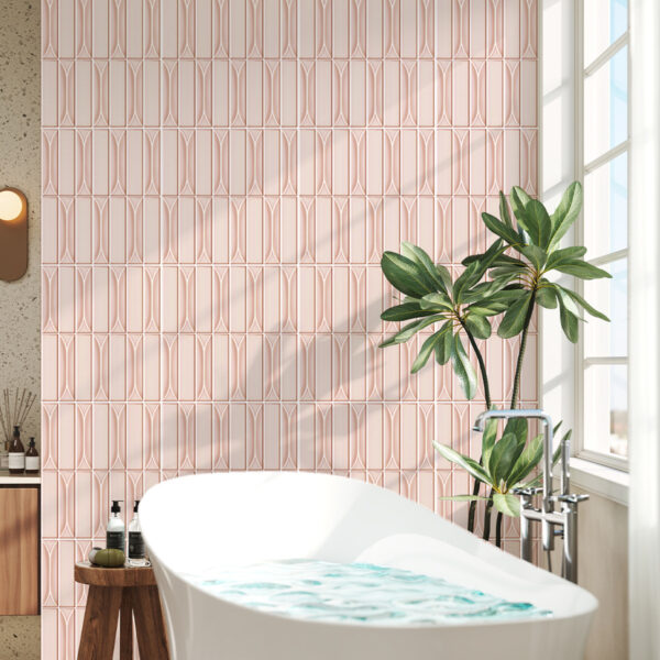 Pink Long Hexagon Tile Peel and Stick Backsplash 10 Sheets Self-Adhesive Wall Tiles Stick on Back Splash for Kitchen Bathroom(20x20cm)