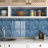 20 Sheets Kitchen Backsplash Tiles Peel and Stick Back Splash Blue Tile Waterproof Self Adhesive Vinyl Backsplash Sticky Tiles for Walls Removable Laundry Room Bathroom Wall Tile 20x20cm