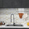 Self-Adhesive White Gold Peel and Stick Backsplash Tiles for Kitchen & Bath