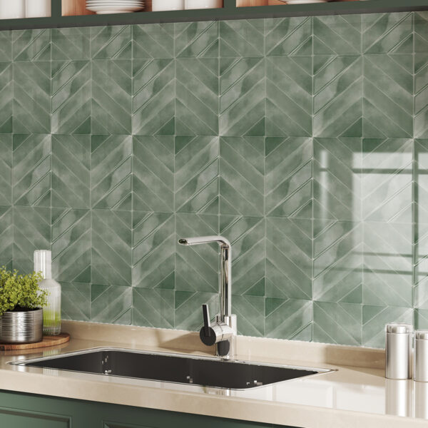 Marbled Chevron Peel-and-Stick Luxe Wallpaper Green