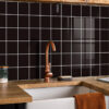 10PcsX20cm Black Mosaic Effect Thick Tile Sticker, Vinyl Peel and Stick Self Adhesive Splashback Waterproof Stick on Tile Transfer Sticker for Kitchen Bathroom Wall