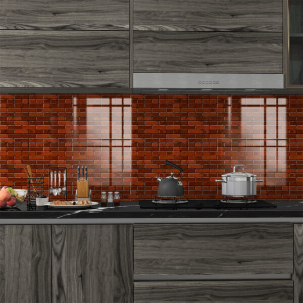 Red Peel and Stick Tile Stickers Mosaic Wall Tile Stickers DIY Self Adhesive Waterproof Sticky Wallpaper Peel and Stick Wallpaper for Floor Kitchen & Bathroom(10Sheets,20x20cm)